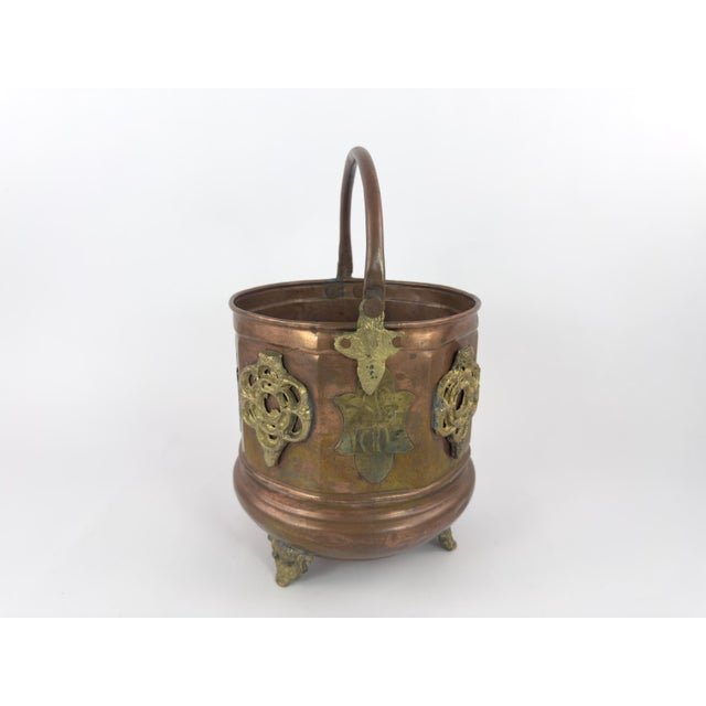 Antique French-Style Copper and Brass Jardiniere Planter With Gothic Mounts, C. 1900 For Sale - Image 10 of 18