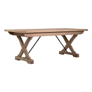 19th Century France Antique White Wood Dining Table For Sale