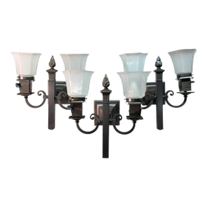 1900s Three Beardslee Antique Arts and Crafts Gas and Electric Sconces With Hexagonal Shades #2565