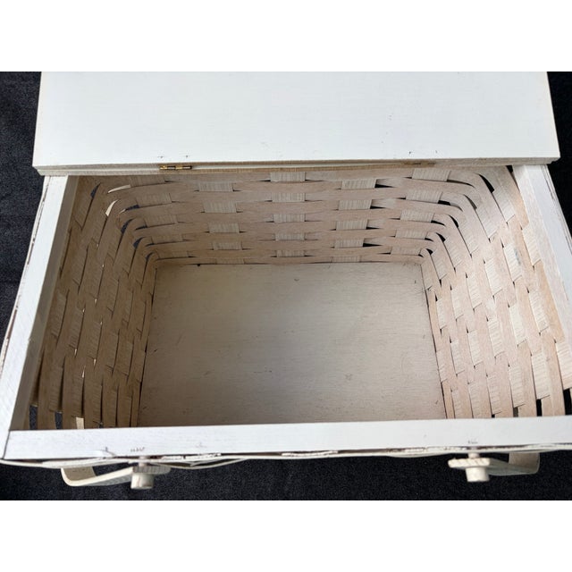 Vintage Painted Splint Wood Picnic Basket For Sale - Image 4 of 15