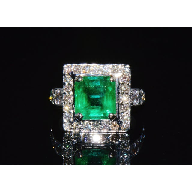 Early 21st Century Certified Natural 4.7CTS VS G Diamond Emerald 950 Solid Platinum Ring, size 5.25 For Sale - Image 5 of 11