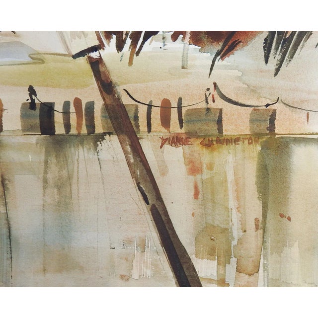 Mid-Century Modern Florida Beach Shack by Dianne Curington Watercolor Painting For Sale - Image 3 of 4