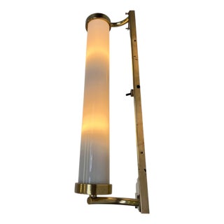 Vintage Bauhaus Brass and Glass Wall Lamp, 1930s For Sale