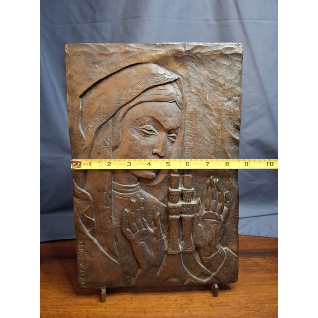 Mid Century Bronze Relief Plaque Sabbath Blessing Jacob Epstein 1921-2003 Judaica For Sale - Image 9 of 11