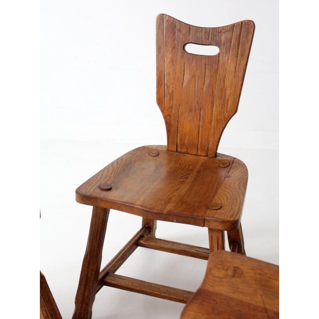 Wood 1940s American Rustic Oak Dining Chairs | For Sale - Image 7 of 18