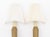 Pair of Art Deco Style Brass Two-Branch Wall Sconces, each with two fluted arms with candlestick style lights and cloth...