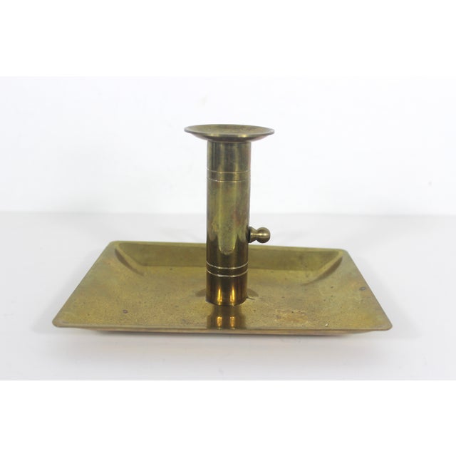 Antique Brass Push Up Chamber Stick Candleholder Adjustable With Patina For Sale - Image 6 of 8