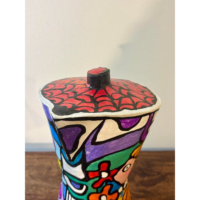 Vintage Folk Art Hand Painted Paper Mache Espresso Pot Sculpture For Sale In Miami - Image 6 of 7