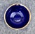 Vintage Cobalt Blue Glass Bowl Gold Rim Textured Pebble Art Glass For Sale - Image 14 of 15
