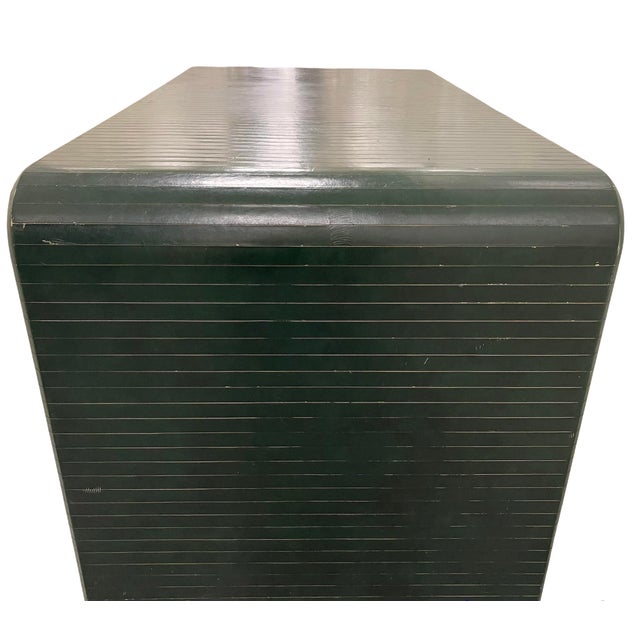 Karl Springer Signed Leather Wrapped Waterfall Desk For Sale - Image 11 of 12