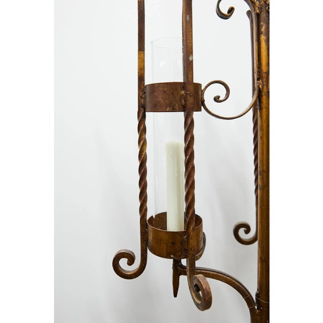 Italian Gilt Iron Three-Arm Chandelier For Sale - Image 9 of 13
