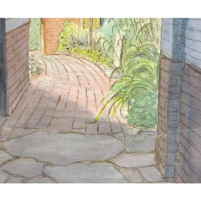 Mid-Century Modern Vintage English Watercolor Landscape - Hallways Farmhouse For Sale - Image 3 of 5