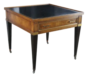 Vintage French Louis XVI Style Mahogany Ebonized Tooled Leather Top Side Table