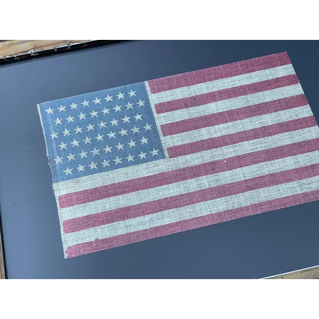 Rare and Fine Antique American Flag 1912 Staggered 48 Star Glazed Cotton in Antique Gilt Frame For Sale In Philadelphia - Image 6 of 10