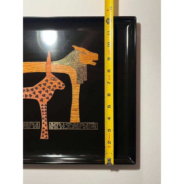 1970s Rare! Vintage Couroc Monterey California Inlaid Serving Tray – Egyptian Motif For Sale - Image 5 of 8