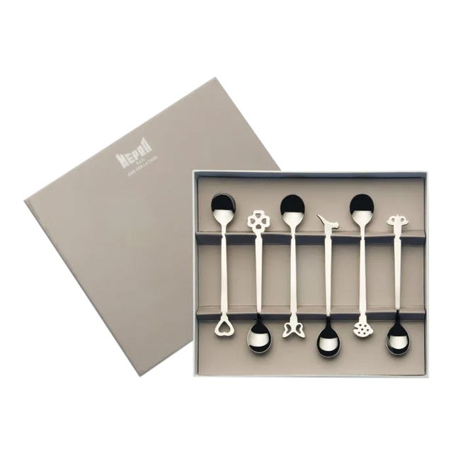 Mepra Evento 6-Piece Moka Espresso Spoons Set in Gift Box For Sale