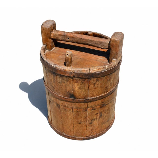 Wood 19th Century Chinese Wine Barrel Jujube Wood Iron Bands For Sale - Image 7 of 13