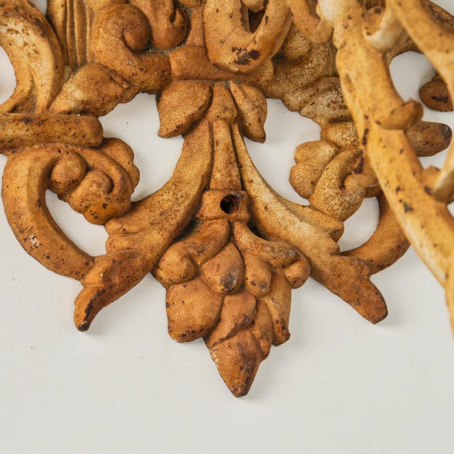 Huge Vintage Cast Iron Wall Sconce Pair Pillar Candle Holders Architectural Salvage For Sale - Image 12 of 17