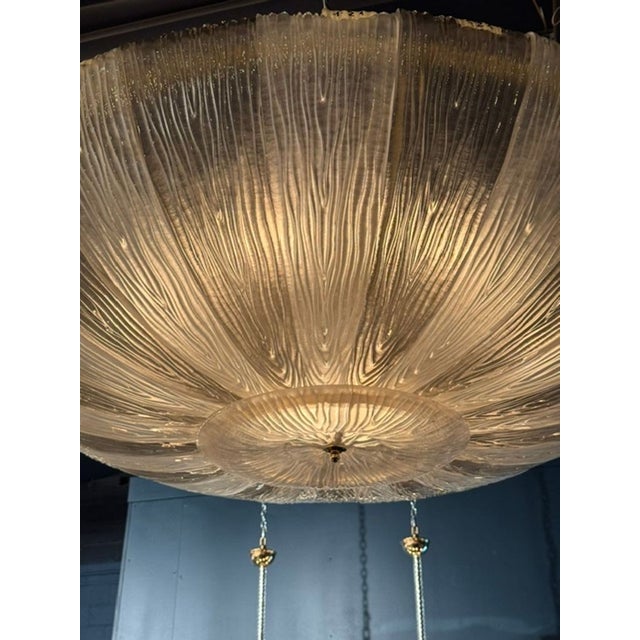 Early 21st Century Large Murano Glass 2-Tone Disc Flush Mount Chandelier For Sale - Image 5 of 6