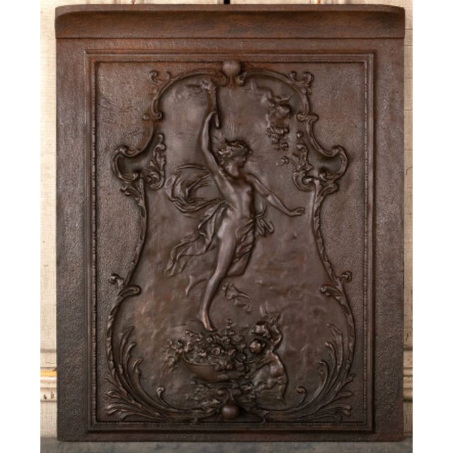 Metal Antique Ornamental Cast Iron Fireplace Summer Cover For Sale - Image 7 of 7