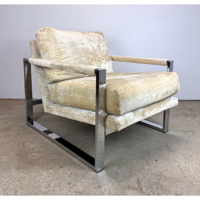 1970s Vintage Modern Chrome & Velveteen Lounge Chair by Adrian Pearsall for Comfort Designs For Sale - Image 5 of 12