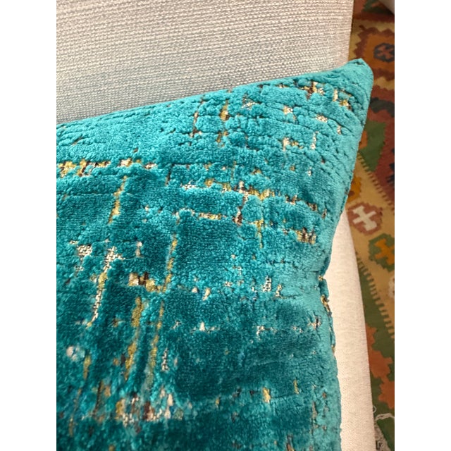 2020s Green Sheared Velvet-Blend Pillow With New Insert For Sale - Image 5 of 8