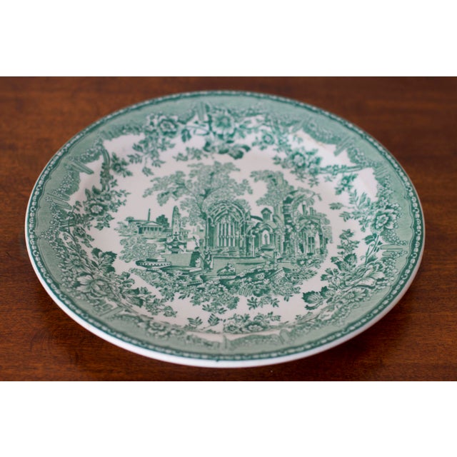 Buffalo China Green & White Transferware Plate Chairish