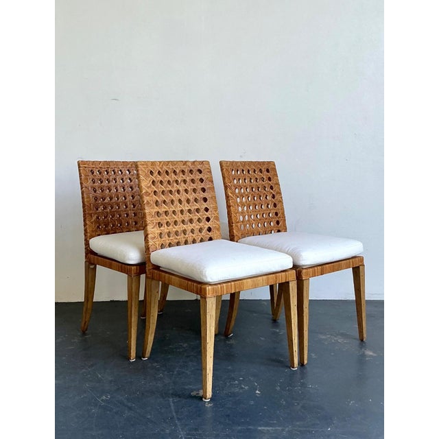 Mid-Century Modern Vintage Woven Cane Dining Chairs - Set of 4 For Sale - Image 3 of 18
