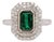Emerald Cut Zambian Emerald Diamond Double Halo Ring: Solid 14k Gold, 7x4mm, Size 6.75 For Sale