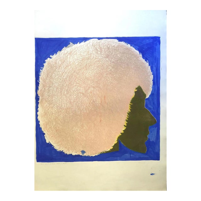 Profile in Pink and Blue - Original Etching by Giacomo Porzano - 1972 1972 For Sale