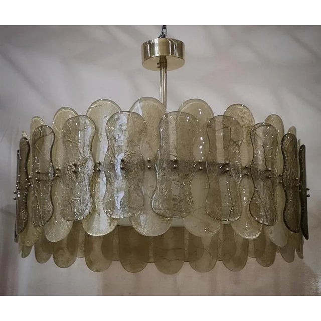 Brown Mid-Century Chandelier in Murano Art Glass and Brass, 2000 For Sale - Image 8 of 9