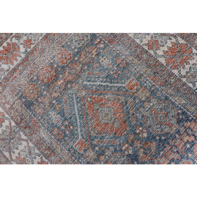 Fine Antique Persian Malayer Runner in Soft Tones of Blue and Orange 2'10 X 13'8 For Sale - Image 11 of 11