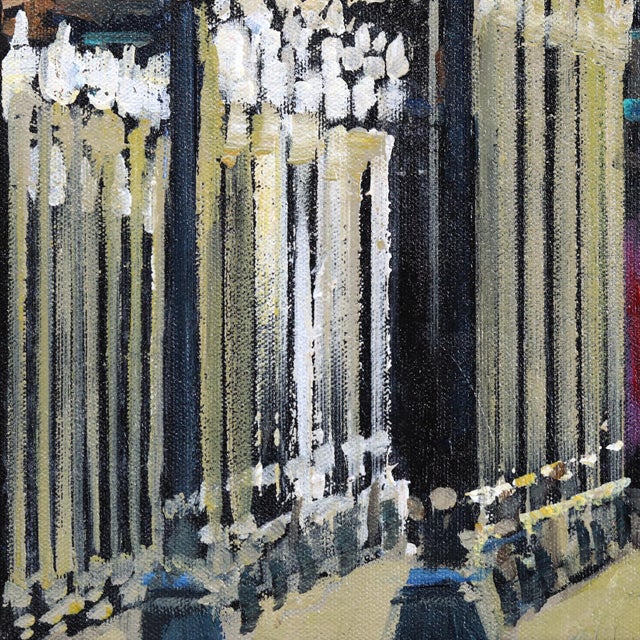 Electric Blue Lacma Lights - Original Los Angeles Landmark Acrylic Painting on Canvas by Kathleen Keifer For Sale - Image 4 of 9