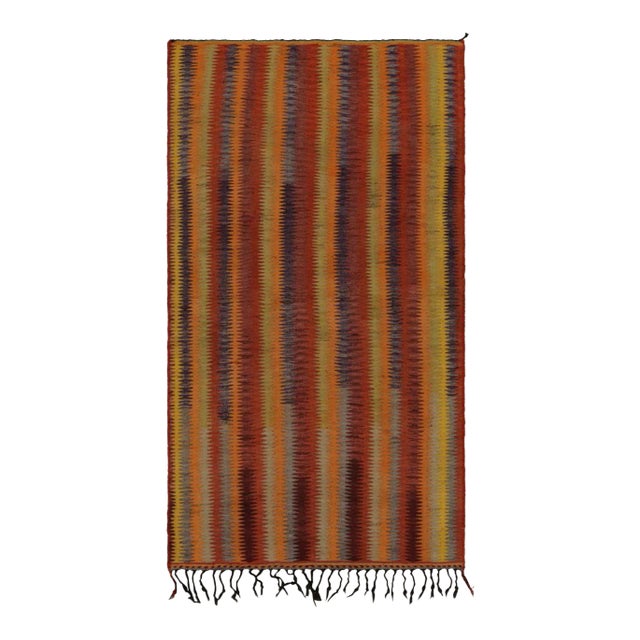 1950s Vintage Persian Kilim Rug in Colorful Stripes by Rug & Kilim For Sale