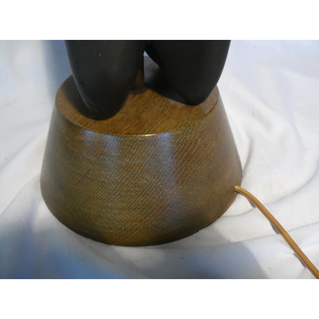 Mid Century Ceramic and Cerused Oak Lamp With Original Shade For Sale - Image 10 of 13