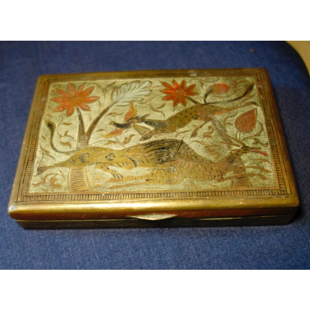 Late 19th Century Late 19th Century Enameled Brass Persian Hinged Box For Sale - Image 5 of 12