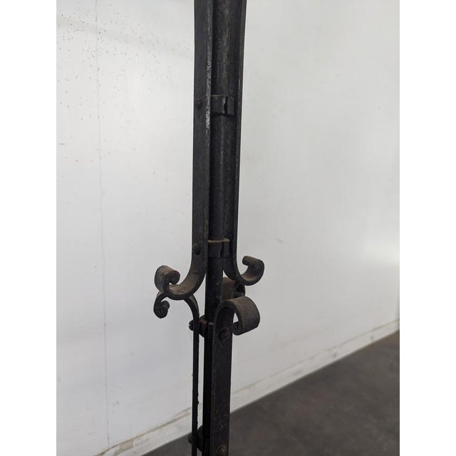 2000 - 2009 Large Wrought Iron Church Candelabra with Carved Wooden Crucifix For Sale - Image 5 of 10