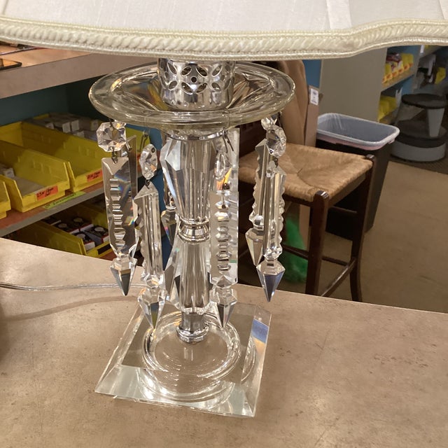 Pair of Vintage Crystal Prism Table Lamps – Fully Rewired For Sale - Image 4 of 6