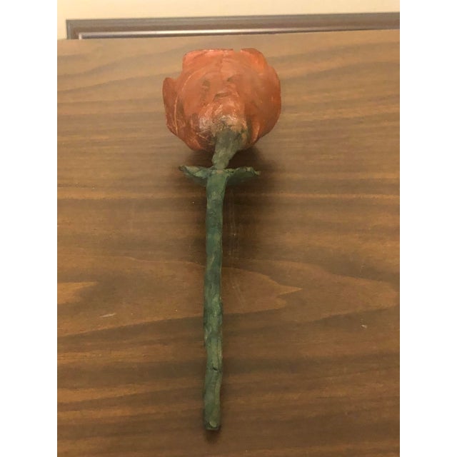 Late 20th Century Brutalist Cast Iron Rose Sculpture For Sale - Image 11 of 11