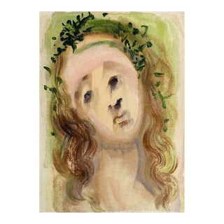 1960s Salvador Dali Woodcut Purgatory 10 Virgil’s Face For Sale