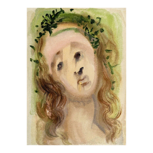 1960s Salvador Dali Woodcut Purgatory 10 Virgil’s Face