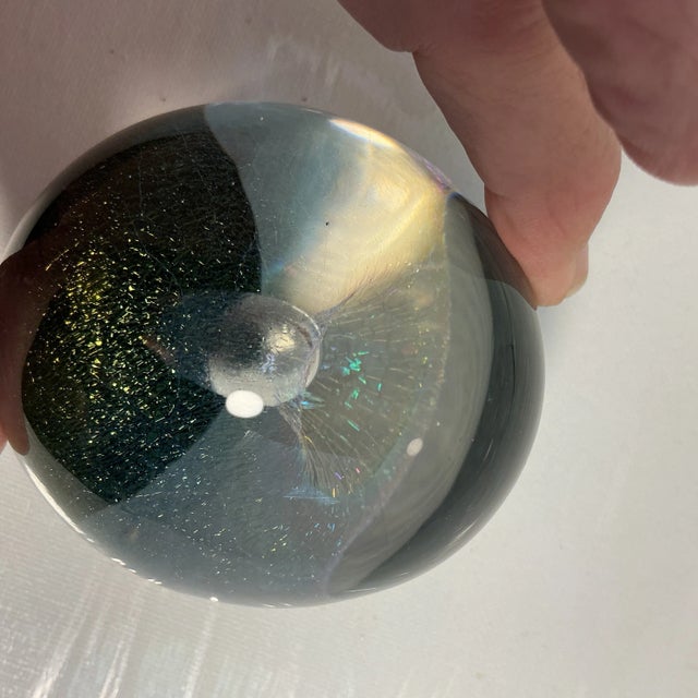 1980s Robert Eickholt Paperweight Art Glass Iridescent "Veil" Egg Water Fountain Spray For Sale - Image 10 of 12