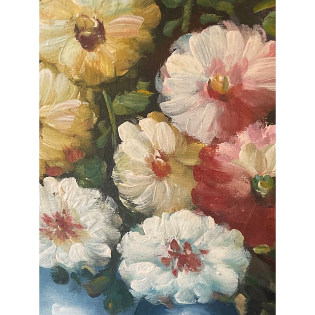 1990s 1990s Montague Gorgeous Still Life - Florals in Blue - Original Oil on Canvas - Framed For Sale - Image 5 of 12