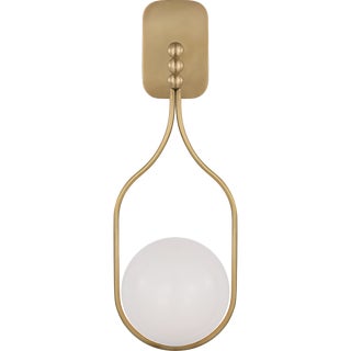 Windsor Smith for Visual Comfort Signature Jodo 19" Single Sconce in Hand-Rubbed Antique Brass with White Glass For Sale