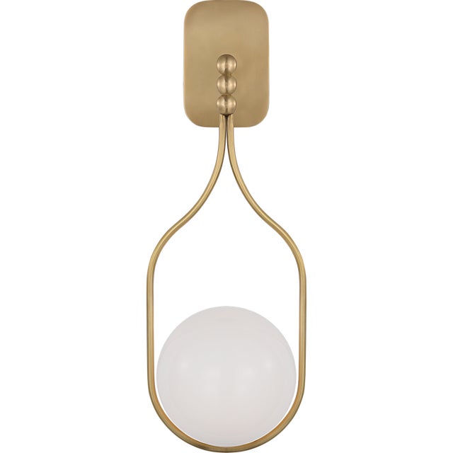 Jodo 19" Single Sconce in Hand-Rubbed Antique Brass with White Glass Designer: Windsor Smith Finish: Hand-Rubbed Antique...