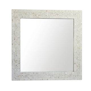 Vintage Mother of Pearl Inlay Square Mirror For Sale