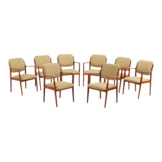 Set of Eight Mid Century Modern Open Arm Chairs, C. 1960 For Sale