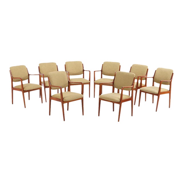Set of Eight Mid Century Modern Open Arm Chairs, C. 1960 For Sale