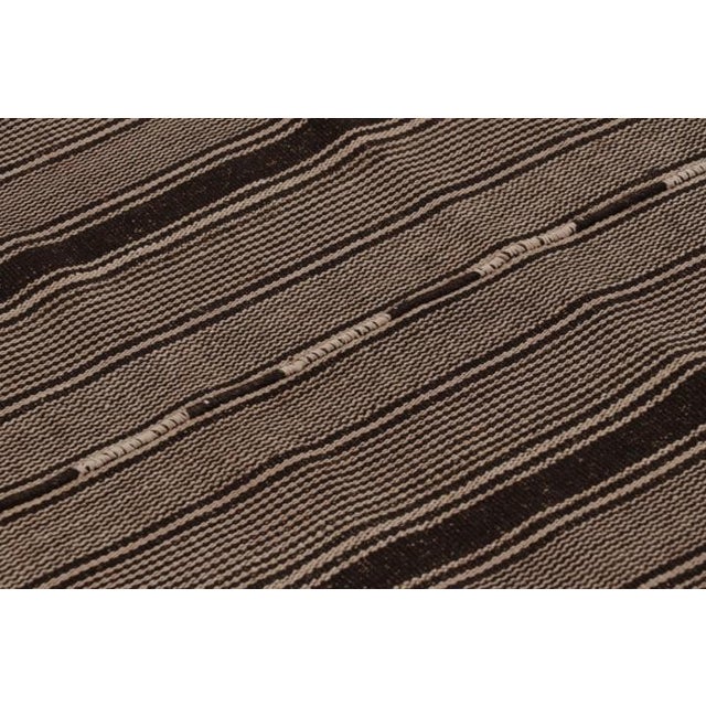 1950s Vintage Persian Kilim, Brown and Beige Geometric Striped Patterns - Rug & Kilim For Sale - Image 5 of 9