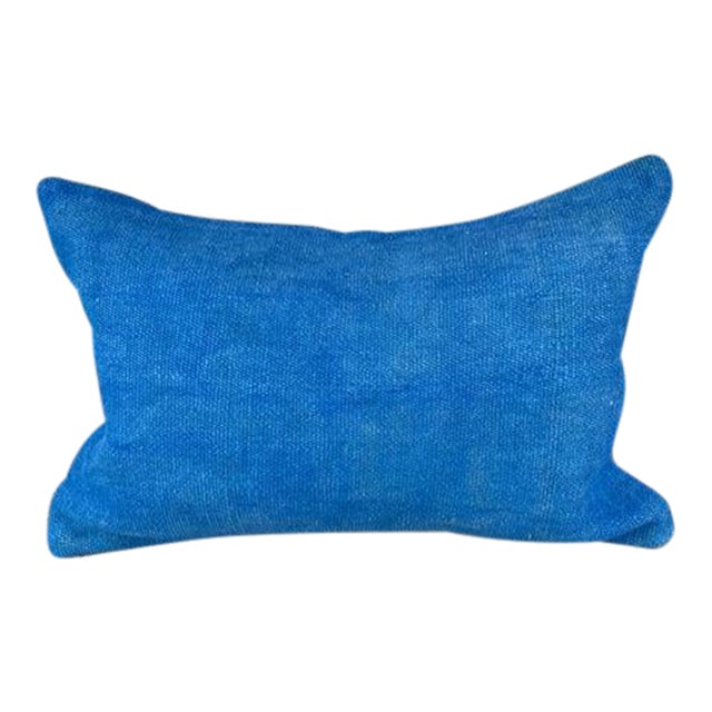 16 x 24 Hemp Pillow Turkish Cushion Natural Blue Pillow Cushion Cover For Sale